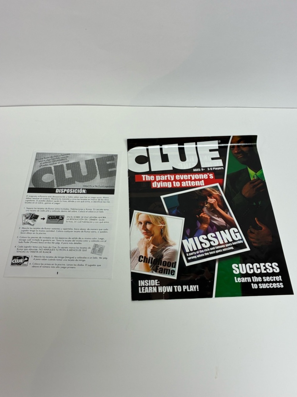 CLUE Discover The Secrets INSTRUCTIONS ONLY Replacement Piece 2008